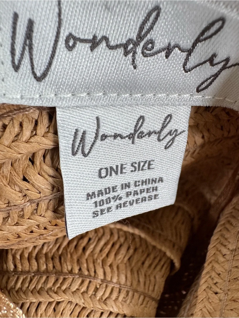 NWT Wonderly Straw Fedora Floppy Sun Hat Natural One Size